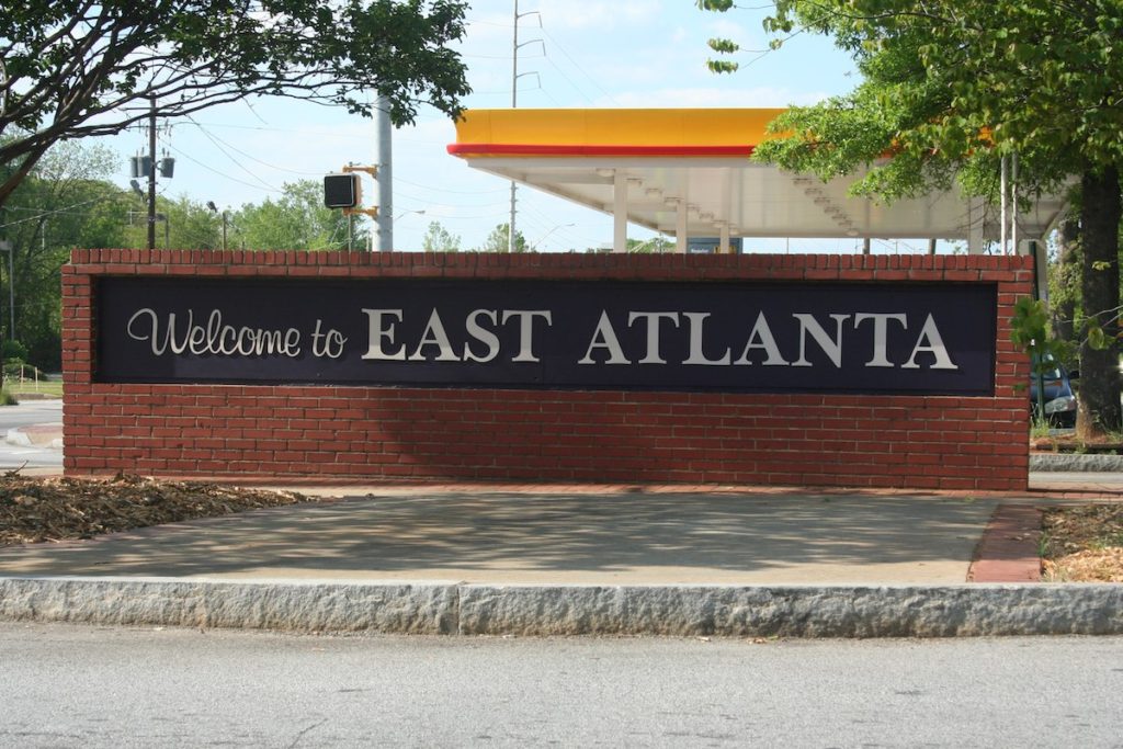 East Atlanta Village original neighborhood entrance sign.